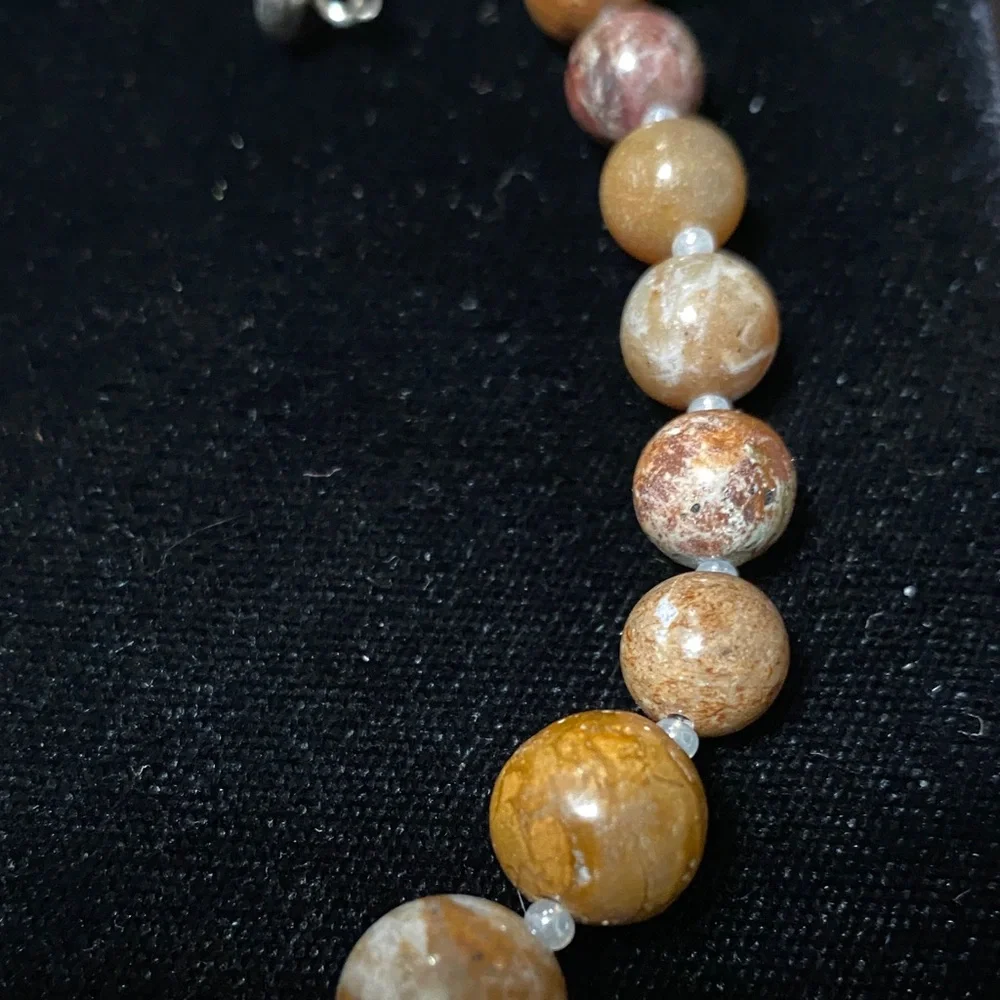Artisan Natural African Green Opal gemstone silver magnetic clasp necklace